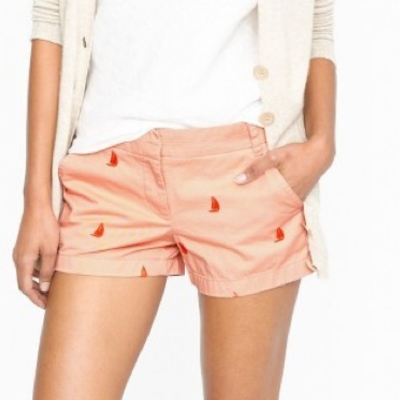 J. Crew Chino Broken-In Embroidered Sailboats Cotton Short Shorts - Picture 2 of 7